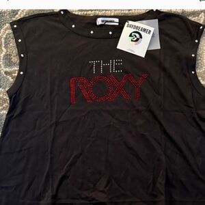 NWT DAYDREAMER Black Tee with Red Studded "THE ROXY" Mucsle Shirt 💪